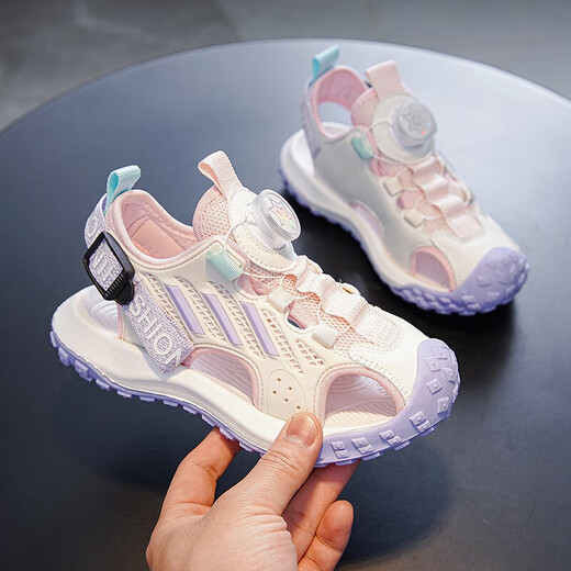 Boys' Baotou sandals 2025 summer new style children's students, middle and large children's beach shoes soft sole non-slip sports sandals 299/khaki color 38 size (inner length 24.7cm)