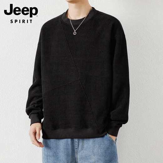 
JEEP SPIRIT Jeep Sweater Men's Autumn and Winter Trendy All-match Casual Top Lazy Style Round Neck Long Sleeve Shirt Men 683 Khaki XL [140-155Jin [Jin equals 0.5 kg]]