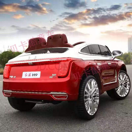 Meitu (MEACOOL) Hongqi H9 children's electric car baby four-wheel car with remote control boy and girl baby stroller toy electric car black + four-wheel drive + remote control + music + 12V7A battery