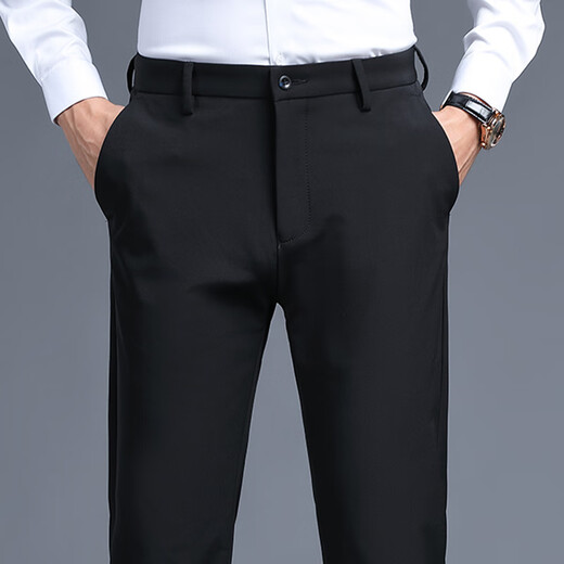 Holzspecker (Tucano) Casual Hosen für Männer Sommer Solid Color Business Mode dehnen schlank viel vielseitige Eissensen-Langhose Herren Black 31 31