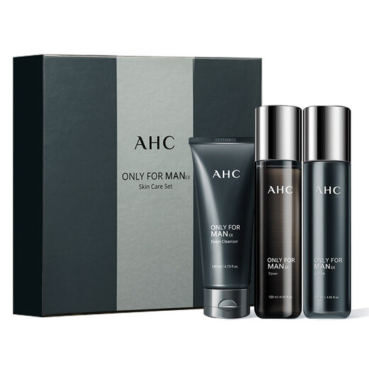 AHC Männer ausgeglichener beruhigender Set -Geschenkbox (Wasser + Brust + Gesichtsreiniger) Hautpflegeprodukte Urlaubs Geburtstag Geschenke für Freund