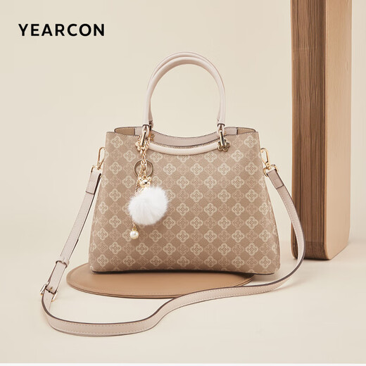 
Yierkang birthday gift large capacity tote bag contrasting color mother bag retro ladies handbag S2W28095-967 apricot color