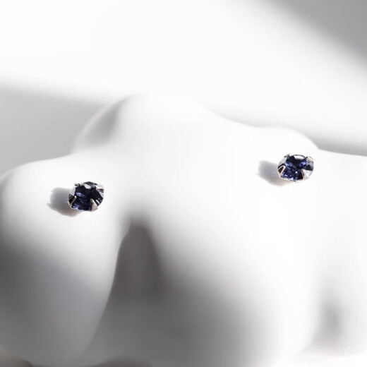 DL 1998 Fat Donglai same style tanzanite earrings natural 3mm sapphire London blue topaz mini silver earrings for women Tanzanite blue 3mm丨silver pair
