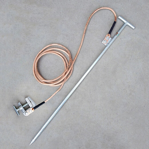 拖车接地线吊车接地线施工工程车辆接地线特种车辆避雷引流接地线 16平方线3米+接地夹+针