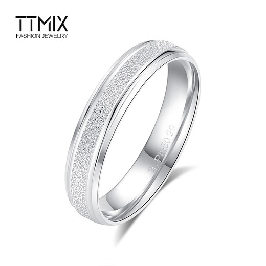 TTMIX frosted platinum ring pt950 platinum pair of rings wedding rings men and women plain ring couple style closed ring 8# 3.27g