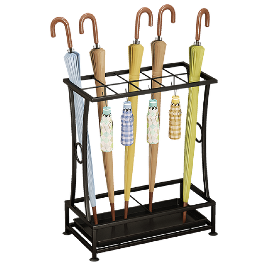 Solno Umbrella Rack Storage Shelf Home Hotel Lobby Commercial Umbrella Hanging Umbrella Storage Shelf Umbrella Bucket Door Hanging Umbrella Rack Black Garnish 9201-18 Holes 10 Hooks