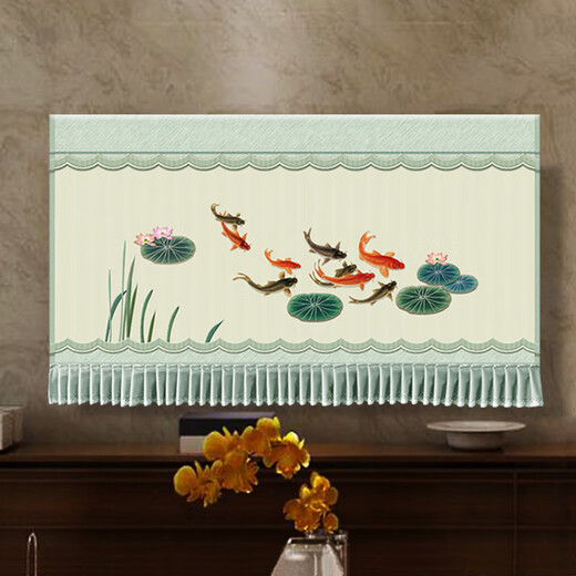 OIVFNDQN TV cover LCD TV hanging 55 60 70 75 80 inch Chinese dust cover *Fugui Song Crane *60 inch (13780cm)