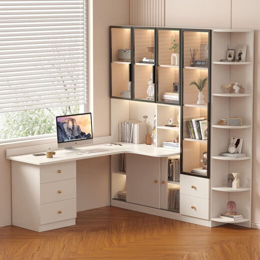 Pipenuos neuer massives Holz-Eckbuch Bücherregal integriert in einfache studentische Computerschreiber-Bücherregal aus dem heimlichen Schlafzimmer.