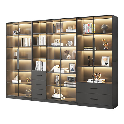 Chugong solid wood bookcase with glass door can be customized for home living room integrated wine cabinet hand-made display combination storage storage cabinet 40cm single door elegant white