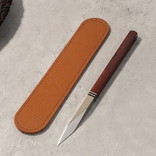 YIJUKE Pu'er tea knife with leather sheath, solid wood tea needle, tea cone, 304 stainless steel tea cake knife, tea brick opening tea set