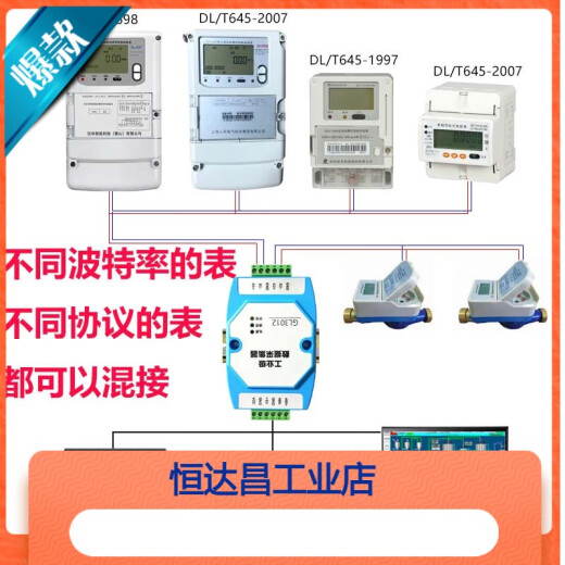 Custom DLT645 to MODBUS Support 645 DLT698 CJT188 EN13757 Meter Collector GL Single Host