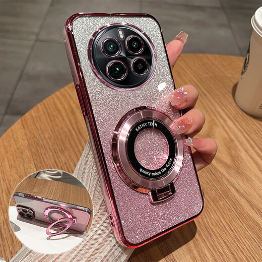 Xingyin royaume gt5pro Case de téléphone mobile REALME GT5por Protection Silicone Case RMX3888 Couverture complète Couverture complète Antifall Transparent Oppogt Soft Shell Oppo Men and Women Realme With Bracket TG5 [Smooth Powder - Dark Night Purple