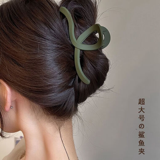 简约磨砂盘发抓夹女2023新款高级感发夹女后脑勺鲨鱼夹子头饰 咖 不会出错