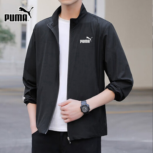 彪马（PUMA）外套男装 春季新款跑步运动衣服户外出行上衣宽松休闲行政夹克男 687105-01/梭织立领/黑色/主推款 M M(175/96A)