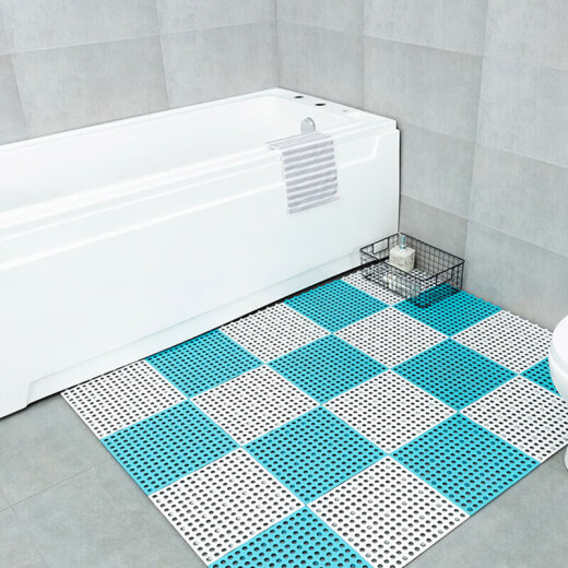 Qingwei free splicing bathroom non-slip mat bathroom shower waterproof mat bathroom cuttable floor mat gray and white 6 pieces