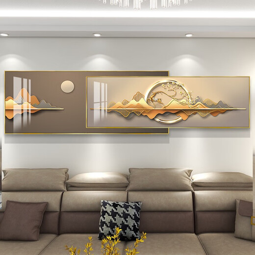 
Modern light luxury atmospheric sofa background wall decoration painting living room folding mural simple abstract bedroom hanging painting TXMG12212 50*120 large + 40*120 small superposition total length 1.8
