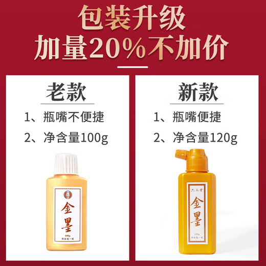 Liupintang golden ink brush ink for couplet calligraphy special fast-drying gold ink large-capacity bottled calligraphy and painting waterproof writing spring couplets practice gold powder 120g upgrade
