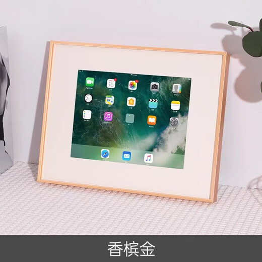 Budi aleación de aluminio ipad viejo panel plano mini hecho en soporte de marco de fotos, decoración de mesa, montaje electrónico, personalización para colgar en la pared, champán dorado viene con 2 piezas de cinta de cartón serie ipadmini13 orificio para tarjeta de 10 pulgadas 16x12