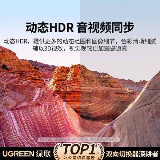 Greenlink HDMI2.0 two-way switcher two-in-one-out 4K60Hz high-definition 1 minute 2 one for two laptop extension to monitor split-screen TV screen projection 70607