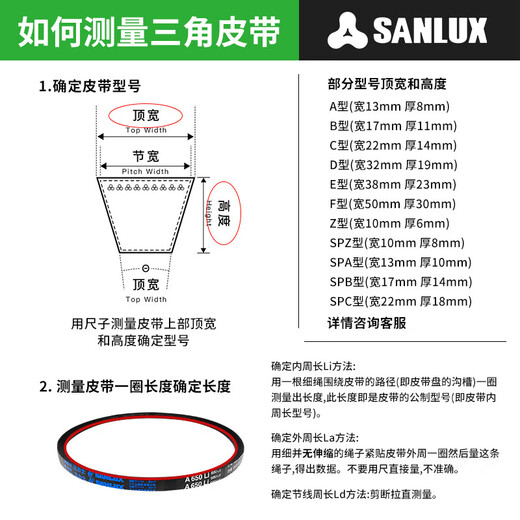 适用三角带包布窄V带SPB型特种带三角传送3322La-9300La SPB3550L SPB5450La