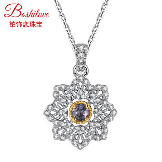DL 1998 Fat Donglai same style tanzanite necklace Lescroft Sulman vintage lace four-leaf clover silver micro-embedded clavicle chain 400+40+40mm three-section adjustable