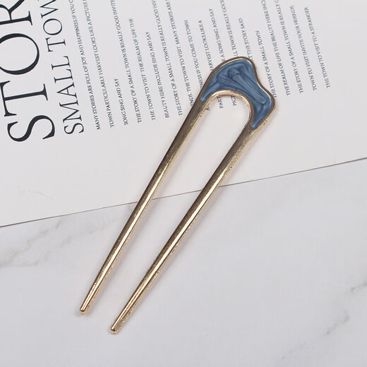 Octagonal rose national style U-shaped hairpin hair fork metal short hairpin short style hairpin retro all-match plug alloy hair fork two-tooth wave Molan