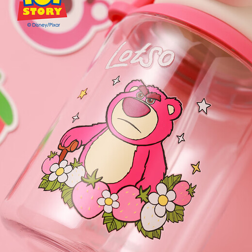 Taza de oso (beddybear) bebida doble taza de agua para niños taza de plástico resistente a alta temperatura portátil gran capacidad para estudiante copa de paja 680 ml de fresa oso de fresa