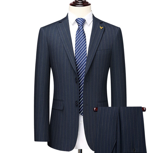 Anniversary Bird Wool Suit Two-piece Men's Striped Formal Business Casual Professional Suit Wedding Dress Jacket Pants Size Leave a message or contact us 50 180/52 (recommended 1-165 Jin Jin equals 0.5 kg)