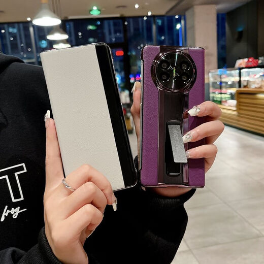 壳爵士 华为MateX5手机壳MateX3保护套翻盖智能皮套高端真皮时尚保时捷隐形支架镜头全包防摔商务保护壳 华为MateX5【羽砂黑】