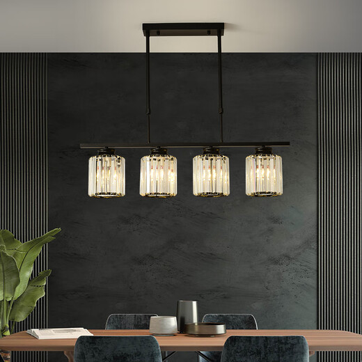 
Recalling the past Crystal New Chinese Restaurant Chandelier Chinese Style Rectangular Lamp Modern Simple Home 56-Head Chinese Restaurant Chandelier 7029-3 Heads/Black + Round Lamp Shade