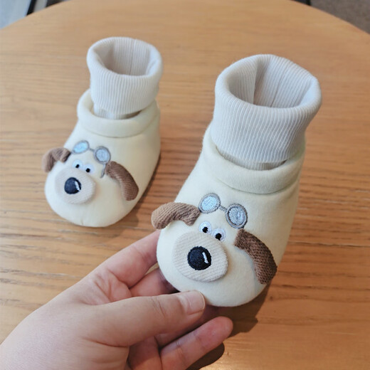 Jingqi (JOYNCLEON) baby shoes autumn and winter newborn socks shoes 0-3-December men and women baby step front shoes non-slip warm toddler shoes beige inner length 13cm [suitable for babies 6-12 months]