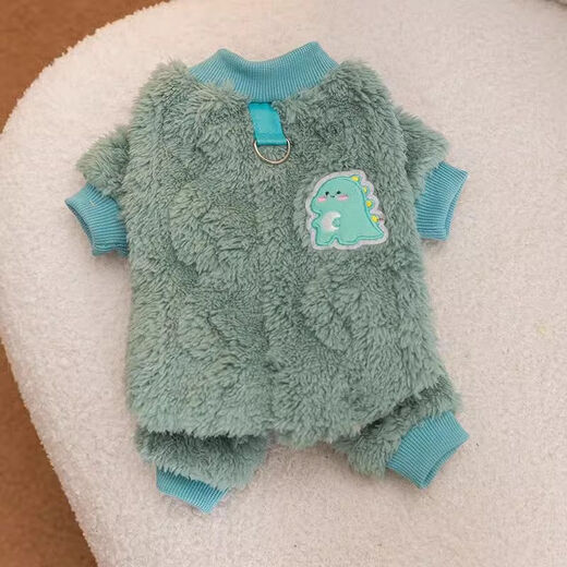 住井小狗狗四脚衣服秋冬季宠物小型犬秋款冬天宠物鞋服 绿蓝恐龙（带牵引环） L（建议体重8-11斤）