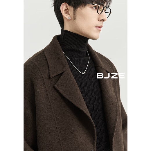 Earl Zoer en laine fixe Mateau de laine double face pour manteau de mi-longueur masculin 2024 Automne et hiver Nouveau style pluie gris XL 180