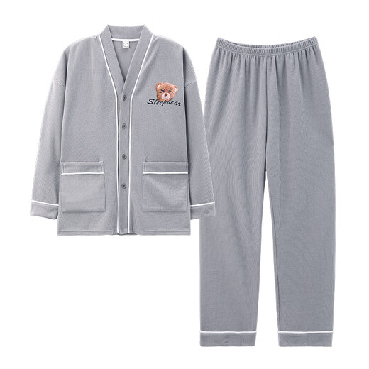 Yalu Men's Pyjamas Spring and Automne Pure Cotton 2025 Nouveau cardigan à manches longues et les étudiants d'hiver peuvent porter des costumes de vêtements à domicile à l'extérieur de LS1343 Suisses cardiganes L [recommandée 100-120 Jin [Jin est égal à 0,5 kg]]]