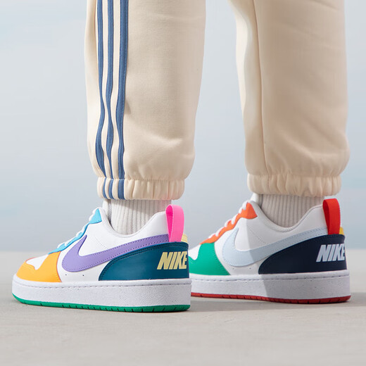 耐克（NIKE）【潮】女鞋板鞋Court Borough低帮轻便透气防滑耐磨运动休闲鞋子 FQ8373-902 (白紫) 38.5