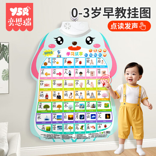 Yi Sirui Baby-Audio-Wandtafel für frühe Bildung, Alphabetisierung, chinesisches Pinyin-Diagramm, Zahlen, englische Buchstaben, Lesen von Bildern, Erkennung, Kinderspielzeug, Lernen chinesischer Schriftzeichen, Broschüre, 0–3 Jahre altes Baby, kognitiver Punkt, Leseton, Wandaufkleber