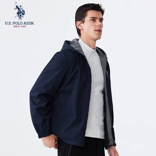 U.S. POLO ASSN. Paul Jacket Men's Autumn Business Casual Jacket Men's Reversible Windproof Top Navy Blue L
