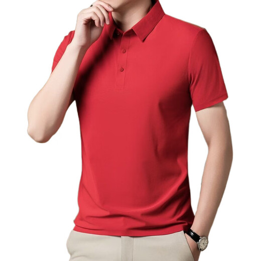 Ttpmer Sommer Herren-Stretch-Eis-Seiden-Polo-Hemd Kurzarm T-Shirt T-Shirt Trend 12358 Haze Blue M Empfohlen 80-105jin [Jin gleich 0,5 kg]