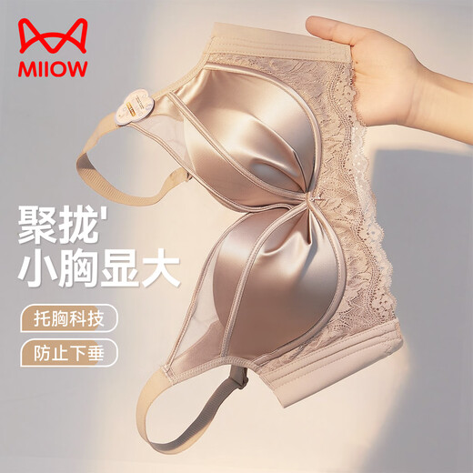 猫人小胸聚拢内衣蜜桃胸桑蚕丝防下垂美背无钢圈新款收副乳文胸