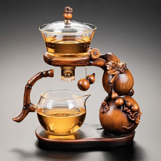 Junzhuang's new gourd glass automatic tea set set for home lazy magnetic induction teapot tea making artifact kung fu tea cup new gourd tea set