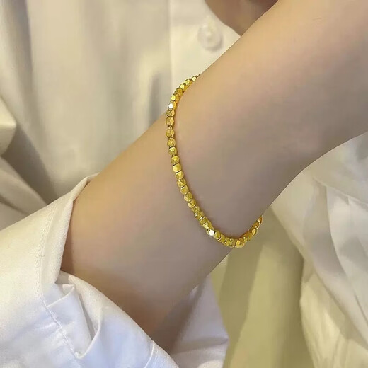 Peerless Love Old Phoenix Old Phoenix Gold New 24K Transfer Bead Bracelet 999 Pure Gold Broken Gold Power Rope Bracelet Women's Small Square