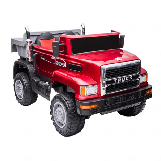 Xiaogazi Children's Electric Truck, Kinder, Allradwagen, Babyspielzeugauto, kann sitzen, Jungen, Auto, Kinderauto mit Fernbedienung, bemalte schwarze 12-V12A-Batterieschaum-Weichrad-Müllkippe, Vier-Drive