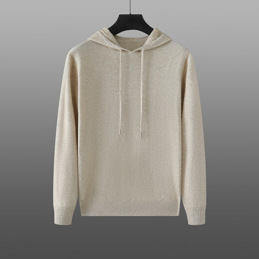 鄂尔多斯市产2024秋冬新款羊绒帽衫男带帽纯色长袖针织衫连帽毛衣 产自鄂尔多斯市-藏蓝色 M