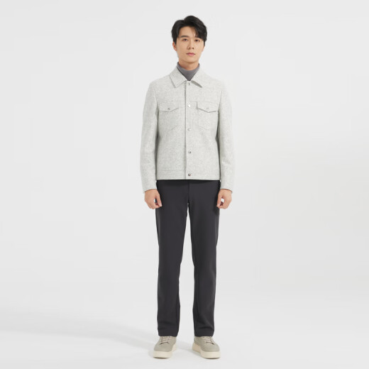Lilang Leichte Mode-Herrenkleidung [3D-Seiden-Baumwoll-Jacquard] Wollmantel Kurzgestrickte Wolljacke Q4dyr106 Beige L (170)