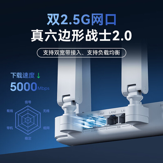ZTE (ZTE) Sky Survey BE5100Pro+ Wireless Router Self-developed 10-core chip Dual 2.5G port WiFi7 Gigabit dual-band 5 signal amplifier compatible with WiFi6 gaming acceleration