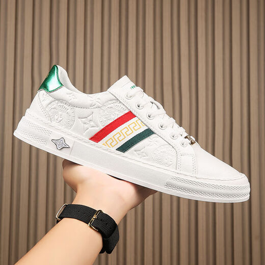 
Medusa genuine leather Medusa casual lace-up high-end board shoes low top business high-end sports versatile breathable and odor-proof shoes M9922 white and green 42 42