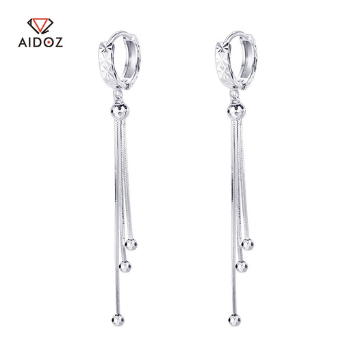Aidozuan pt950 long tassel platinum earrings for women, fashionable platinum earrings, turned beads, weight 3.4-3.6 grams + delivery certificate