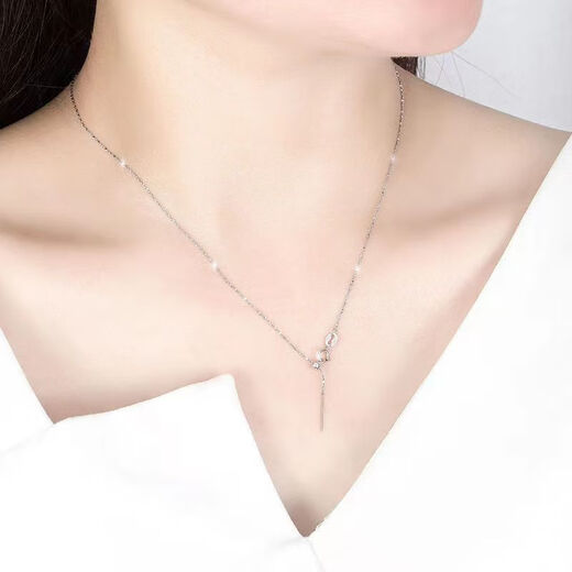 Nilan platinum pin necklace Pt950 women's bead chain small hole adjustable 18K gold clavicle chain without Pt950 platinum O-shaped chain 45