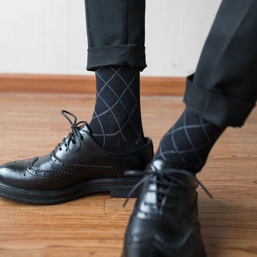 Modal socks men's black business mid-tube thin long tube British formal wear men's suit trousers leather shoes stockings high waist pictures 4 types of each one