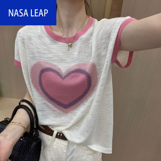 
Simple direction summer heart-shaped thin bamboo joint cotton short-sleeved women's 2023 summer versatile temperament pure cotton T-shirt 2694 pink bamboo joint cotton T-shirt One size M Recommended 85-100Jin [Jin equals 0.5 kg]